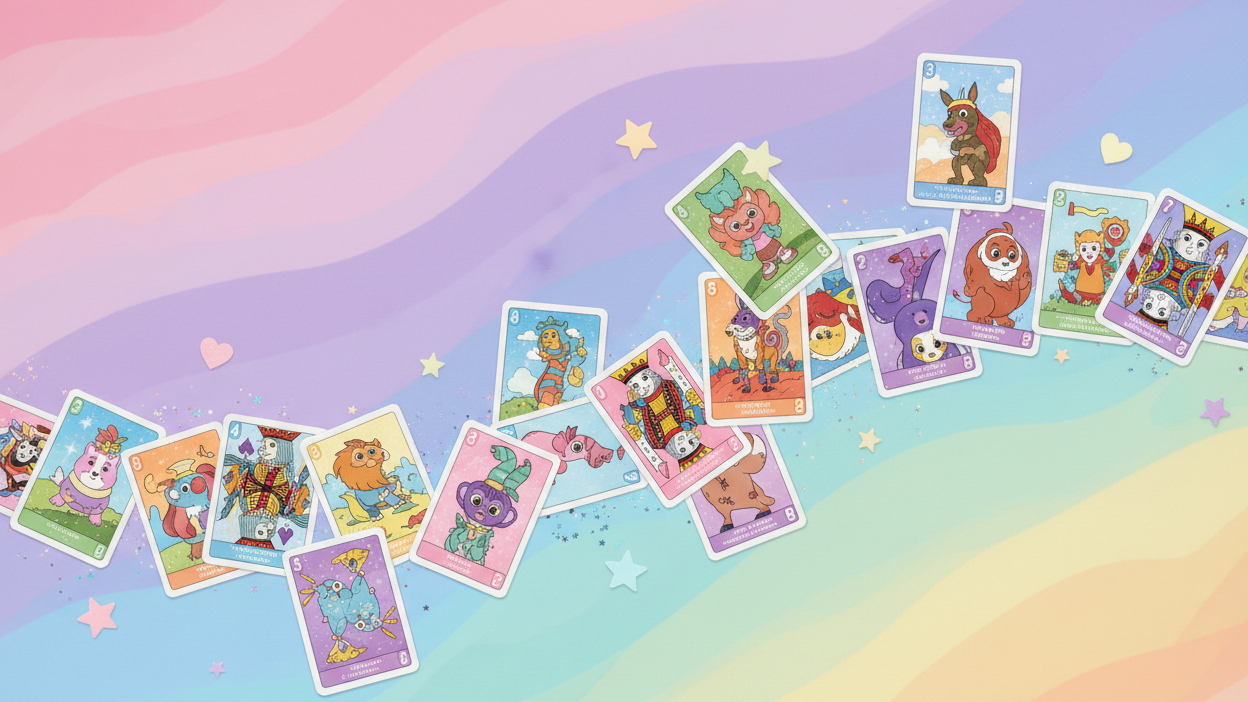 cards in nice rainbow kiddish background
